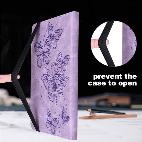 Butterflies Imprinted Auto Wake/Sleep Leather Tablet Cover Shell with Card Holder for Huawei MatePad 11 (2021)
