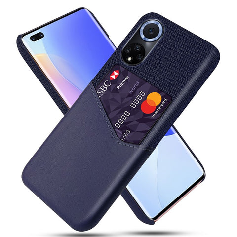 KSQ All-wrapped Back Cloth Texture PU Leather + PC Hybrid Phone Case Cover with Card Holder for Honor 50/Huawei nova 9