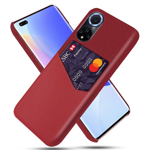 KSQ All-wrapped Back Cloth Texture PU Leather + PC Hybrid Phone Case Cover with Card Holder for Honor 50/Huawei nova 9