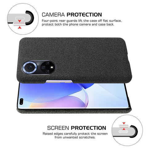 KSQ Scratch Resistant Phone Shell Cloth Coated Plastic Phone Case for Huawei nova 9 / Honor 50