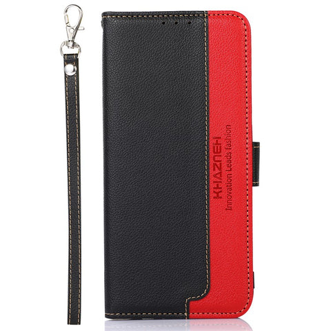 KHAZNEH RFID Blocking Anti-theft Swiping Stand Litchi Texture PU Leather Flip Folio Wallet Phone Case with Strap for Honor 50 Lite / Huawei nova 8i