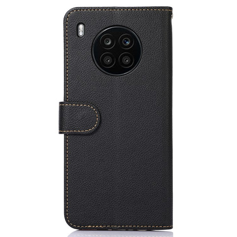 KHAZNEH RFID Blocking Anti-theft Swiping Stand Litchi Texture PU Leather Flip Folio Wallet Phone Case with Strap for Honor 50 Lite / Huawei nova 8i