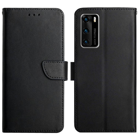 For Huawei P40 Nappa Texture Solid Color Supporting Stand Wallet Mobile Case Genuine Leather + TPU Flip Phone Shell