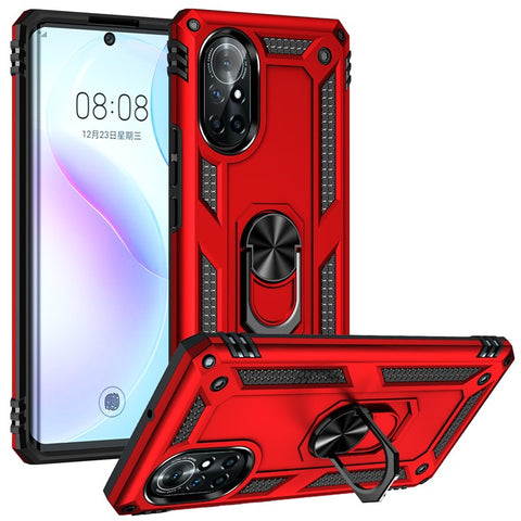 Rotary Ring Holder Kickstand PC + TPU Dual-layer Hybrid Phone Cover with Built-in Metal Sheet for Huawei nova 8 5G