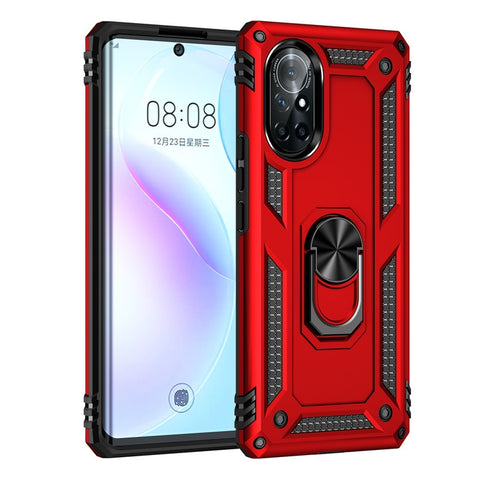 Rotary Ring Holder Kickstand PC + TPU Dual-layer Hybrid Phone Cover with Built-in Metal Sheet for Huawei nova 8 5G
