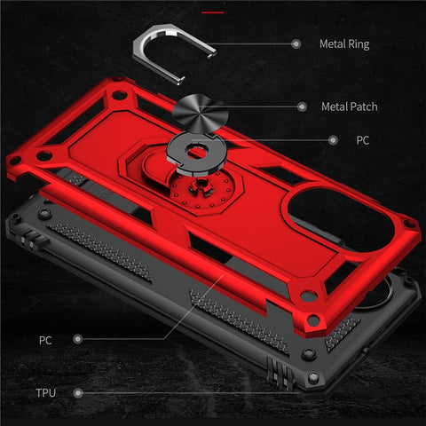 Rotary Ring Holder Kickstand PC + TPU Dual-layer Hybrid Phone Cover with Built-in Metal Sheet for Huawei nova 8 5G