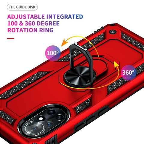 Rotary Ring Holder Kickstand PC + TPU Dual-layer Hybrid Phone Cover with Built-in Metal Sheet for Huawei nova 8 5G