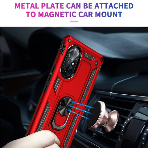 Rotary Ring Holder Kickstand PC + TPU Dual-layer Hybrid Phone Cover with Built-in Metal Sheet for Huawei nova 8 5G