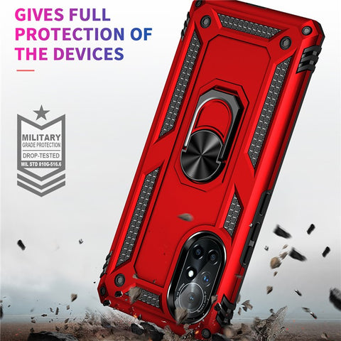 Rotary Ring Holder Kickstand PC + TPU Dual-layer Hybrid Phone Cover with Built-in Metal Sheet for Huawei nova 8 5G