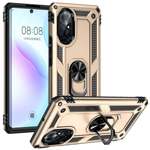 Rotary Ring Holder Kickstand PC + TPU Dual-layer Hybrid Phone Cover with Built-in Metal Sheet for Huawei nova 8 5G