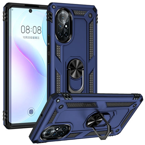 Rotary Ring Holder Kickstand PC + TPU Dual-layer Hybrid Phone Cover with Built-in Metal Sheet for Huawei nova 8 5G