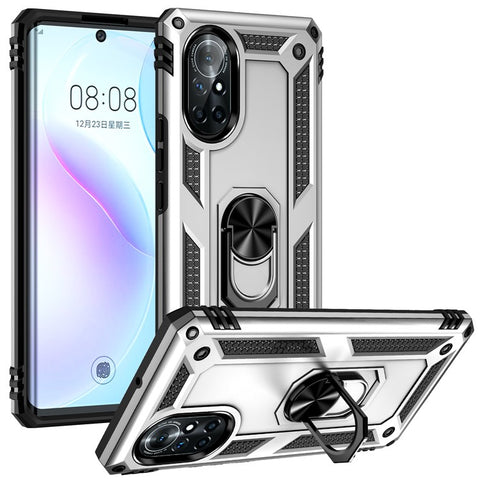 Rotary Ring Holder Kickstand PC + TPU Dual-layer Hybrid Phone Cover with Built-in Metal Sheet for Huawei nova 8 5G