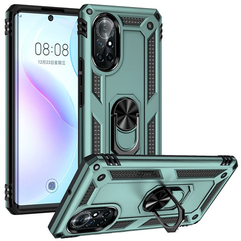 Rotary Ring Holder Kickstand PC + TPU Dual-layer Hybrid Phone Cover with Built-in Metal Sheet for Huawei nova 8 5G