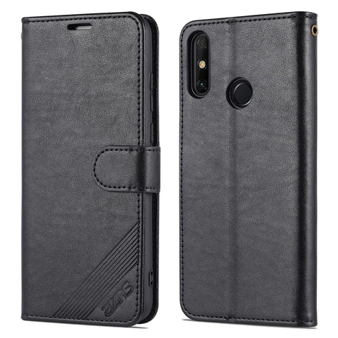 AZNS Textured PU Leather Wallet Case Inner TPU Magnetic Protective Flip Cover with Stand Function for Huawei Enjoy 20e