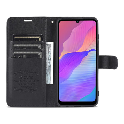 AZNS Textured PU Leather Wallet Case Inner TPU Magnetic Protective Flip Cover with Stand Function for Huawei Enjoy 20e
