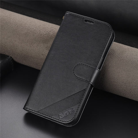 AZNS Textured PU Leather Wallet Case Inner TPU Magnetic Protective Flip Cover with Stand Function for Huawei Enjoy 20e