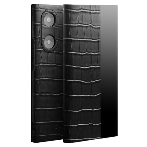 QIALINO Top Layer Cowhide Leather Phone Case for Honor 50/Huawei nova 9, Crocodile Texture View Window Protective Cover