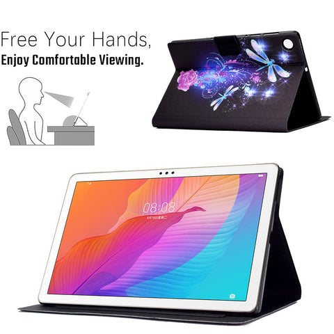 For Huawei MatePad T 10 9.7 inch/T 10S 10.1 inch/Enjoy Tablet 2 10.1 inch/Honor Pad X6 9.7 inch/6 10.1 inch Pattern Printing Leather Case Card Slots Tablet Shell