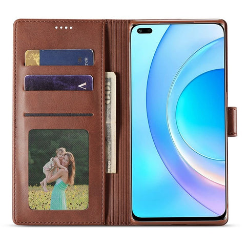 LC.IMEEKE For Huawei Nova 8i/Honor 50 Lite Textured PU Leather Flip Folio Stand Case Mobile Phone Wallet Case Cover