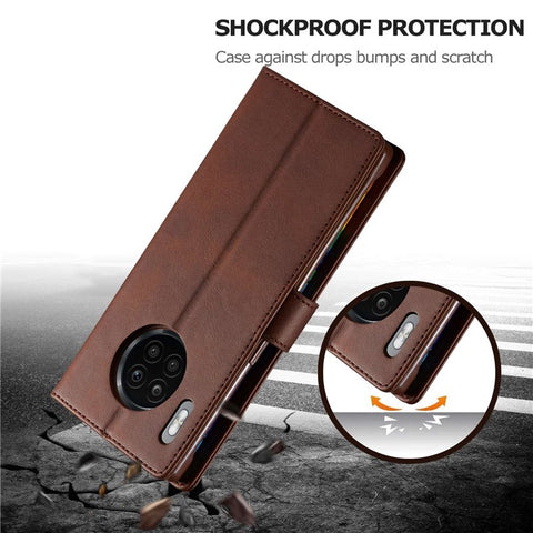 LC.IMEEKE For Huawei Nova 8i/Honor 50 Lite Textured PU Leather Flip Folio Stand Case Mobile Phone Wallet Case Cover