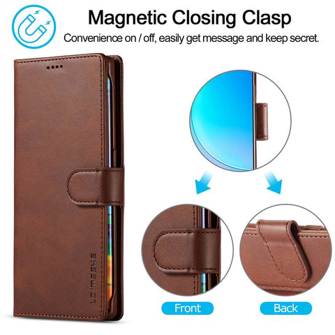 LC.IMEEKE For Huawei Nova 8i/Honor 50 Lite Textured PU Leather Flip Folio Stand Case Mobile Phone Wallet Case Cover