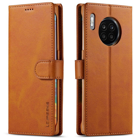 LC.IMEEKE For Huawei Nova 8i/Honor 50 Lite Textured PU Leather Flip Folio Stand Case Mobile Phone Wallet Case Cover