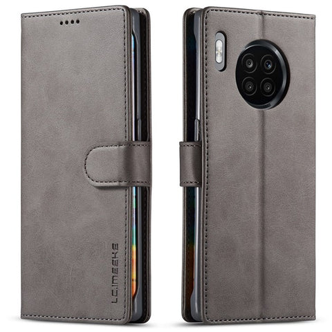 LC.IMEEKE For Huawei Nova 8i/Honor 50 Lite Textured PU Leather Flip Folio Stand Case Mobile Phone Wallet Case Cover