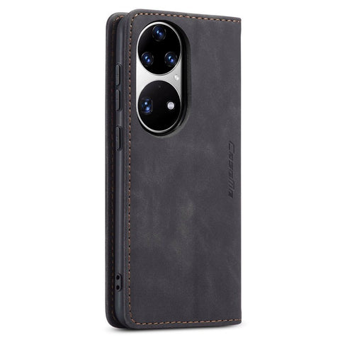 CASEME 013 Series for Huawei P50 Pro PU Leather Drop-proof Phone Case Stand Wallet Magnetic Auto Closing Protective Cover