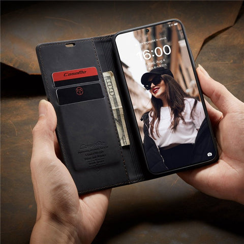 CASEME 013 Series for Huawei P50 Wallet PU Leather Case Foldable Stand Magnetic Auto-absorbed Flip Cover