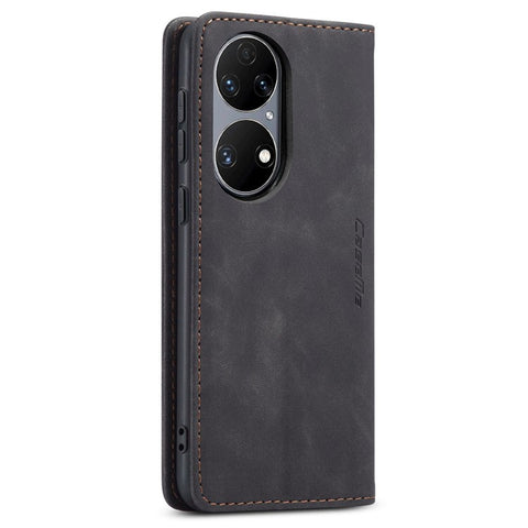 CASEME 013 Series for Huawei P50 Wallet PU Leather Case Foldable Stand Magnetic Auto-absorbed Flip Cover