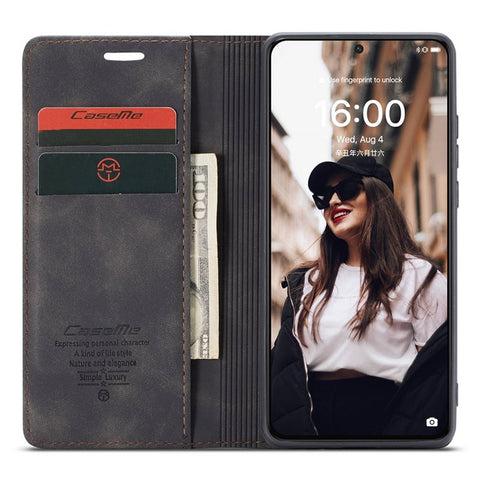 CASEME 013 Series for Huawei P50 Wallet PU Leather Case Foldable Stand Magnetic Auto-absorbed Flip Cover