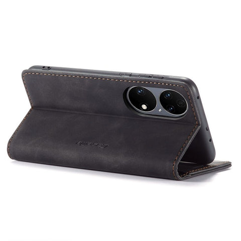 CASEME 013 Series for Huawei P50 Wallet PU Leather Case Foldable Stand Magnetic Auto-absorbed Flip Cover