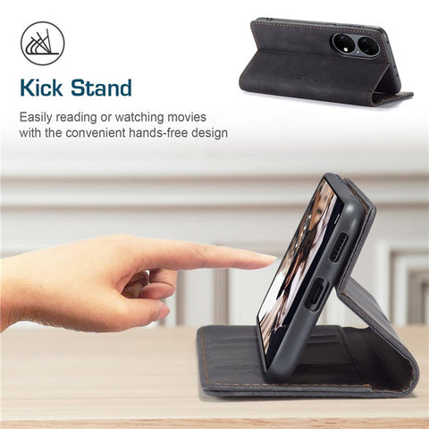 CASEME 013 Series for Huawei P50 Wallet PU Leather Case Foldable Stand Magnetic Auto-absorbed Flip Cover