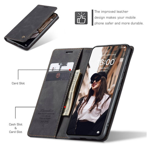 CASEME 013 Series for Huawei P50 Wallet PU Leather Case Foldable Stand Magnetic Auto-absorbed Flip Cover