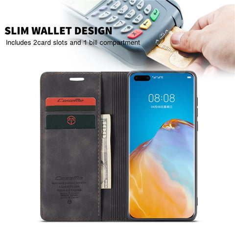 CASEME 013 Series for Huawei P40 Magnetic Auto Closing PU Leather + TPU Wallet Stand Phone Case