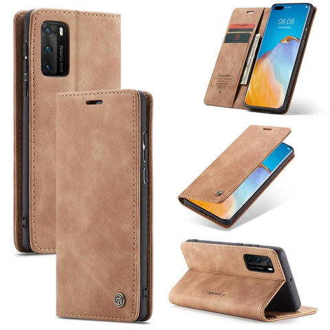 CASEME 013 Series for Huawei P40 Magnetic Auto Closing PU Leather + TPU Wallet Stand Phone Case