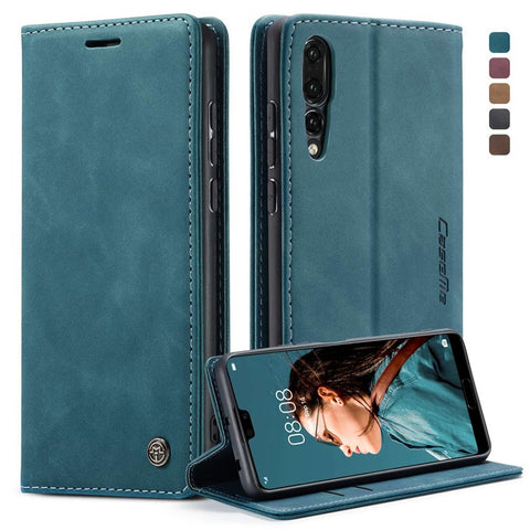 CASEME 013 Series For Huawei P20 Pro Phone Cover Anti-scratch Magnetic Auto-absorbed PU Leather Wallet Foldable Stand Smartphone Case
