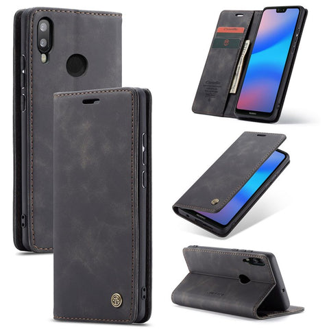 CASEME 013 Series Lightweight Mobile Phone Case Bag for Huawei P20 Lite (2018)/Nova 3e (China), Auto-absorbed PU Leather Wallet Foldable Stand Phone Cover