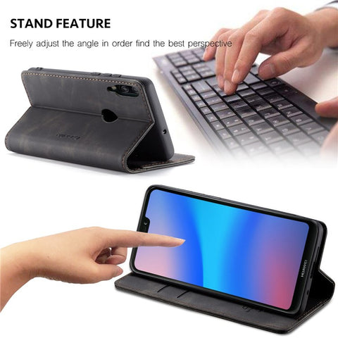 CASEME 013 Series Lightweight Mobile Phone Case Bag for Huawei P20 Lite (2018)/Nova 3e (China), Auto-absorbed PU Leather Wallet Foldable Stand Phone Cover