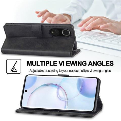 LC.IMEEKE for Huawei nova 9/Honor 50 Textured PU Leather Flip Folio Horizontal Stand Wallet Case Phone Case Cover