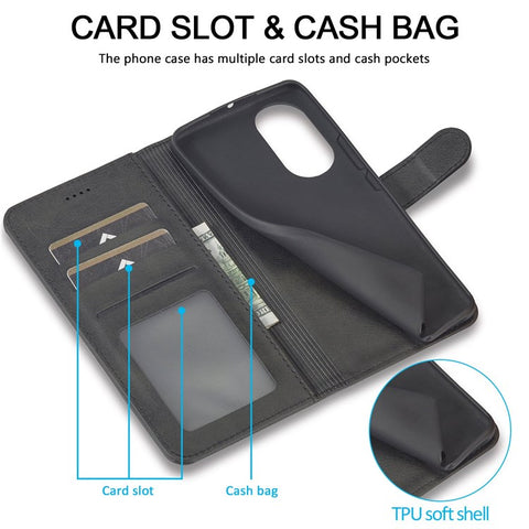 LC.IMEEKE for Huawei nova 9 Pro/Honor 50 Pro Textured PU Leather Flip Folio Stand Wallet Case Impact Resistant Phone Case Cover