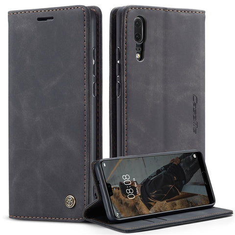 CASEME 013 Series For Huawei P20 Foldable Stand Phone Cover Auto-absorbed PU Leather Wallet Phone Case