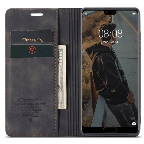 CASEME 013 Series For Huawei P20 Foldable Stand Phone Cover Auto-absorbed PU Leather Wallet Phone Case