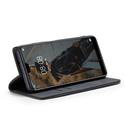 CASEME 013 Series For Huawei P20 Foldable Stand Phone Cover Auto-absorbed PU Leather Wallet Phone Case