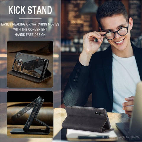 CASEME 013 Series For Huawei P20 Foldable Stand Phone Cover Auto-absorbed PU Leather Wallet Phone Case