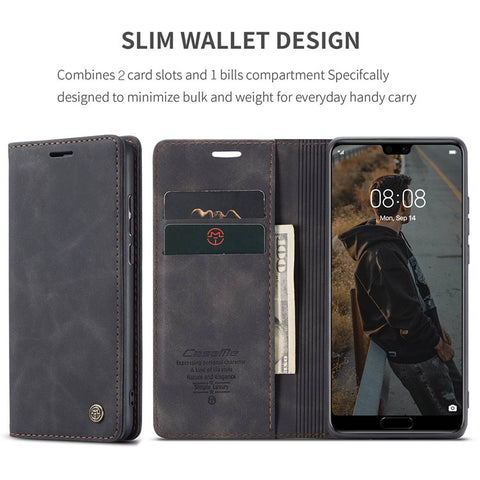 CASEME 013 Series For Huawei P20 Foldable Stand Phone Cover Auto-absorbed PU Leather Wallet Phone Case