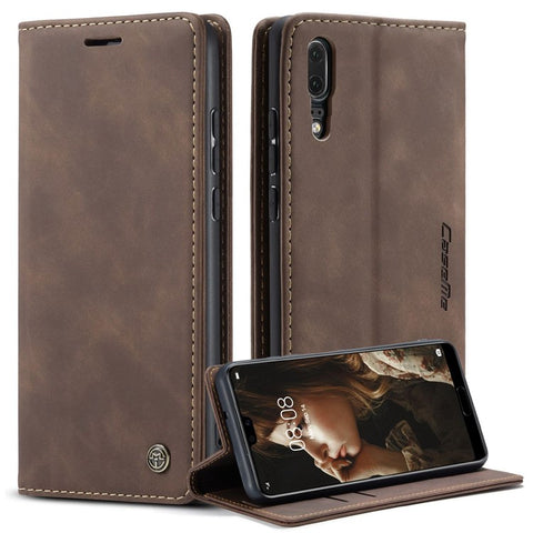 CASEME 013 Series For Huawei P20 Foldable Stand Phone Cover Auto-absorbed PU Leather Wallet Phone Case