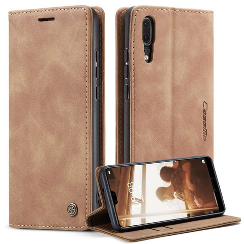 CASEME 013 Series For Huawei P20 Foldable Stand Phone Cover Auto-absorbed PU Leather Wallet Phone Case