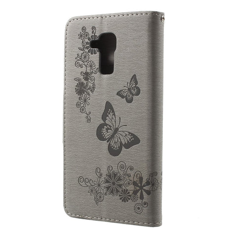 Imprint Floral Butterfly Leather Stand Card Slot Cover for Huawei Honor 5c / GT3