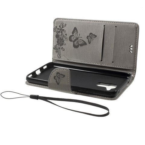 Imprint Floral Butterfly Leather Stand Card Slot Cover for Huawei Honor 5c / GT3
